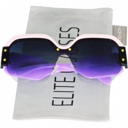 Square Large Oversized Ladies Women Sunglasses Trendy Candy Color Designer Half Frame Retro fashion - Pink-purple - CY18E3NR6...