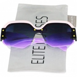 Square Large Oversized Ladies Women Sunglasses Trendy Candy Color Designer Half Frame Retro fashion - Pink-purple - CY18E3NR6...