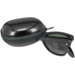 Wrap Limited Edition Horn Rimmed Polarized Folding Sunglasses with Compact Pocket - Black/Molv - CL12EDAGGBF $23.32