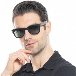 Wrap Limited Edition Horn Rimmed Polarized Folding Sunglasses with Compact Pocket - Black/Molv - CL12EDAGGBF $10.57