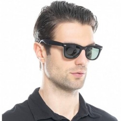 Wrap Limited Edition Horn Rimmed Polarized Folding Sunglasses with Compact Pocket - Black/Molv - CL12EDAGGBF $10.57