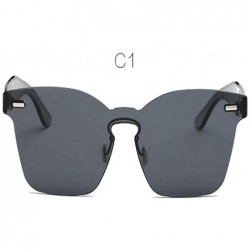 Oversized Sunglasses Women Summer Rimless Square Shades Sun Glasses Eyewear Sunshines Luxury Sunglasses - C1 - CI18Y5CW8LX $2...