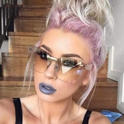 Oversized Sunglasses Women Summer Rimless Square Shades Sun Glasses Eyewear Sunshines Luxury Sunglasses - C1 - CI18Y5CW8LX $2...