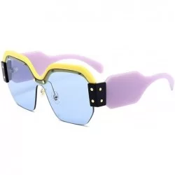 Square Semi Rimless Sunglasses For Women Trendy Candy Color Designer Glasses - C4 - C418CQI92H3 $17.03