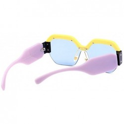 Square Semi Rimless Sunglasses For Women Trendy Candy Color Designer Glasses - C4 - C418CQI92H3 $9.57