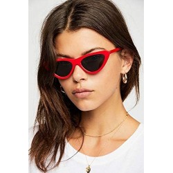 Round Cat Eye Sunglasses for Women VintageRetro Style Plastic Frame UV 400 Protection - Black Lens/Red Frame - CZ18S40GR5S $1...