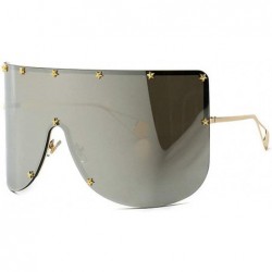 Semi-rimless Vintage Sunglasses Oversized Windproof Glasses - Silver - CP18QHTSRCC $33.01