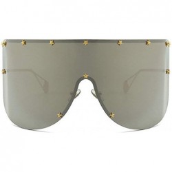 Semi-rimless Vintage Sunglasses Oversized Windproof Glasses - Silver - CP18QHTSRCC $11.63