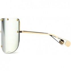 Semi-rimless Vintage Sunglasses Oversized Windproof Glasses - Silver - CP18QHTSRCC $11.63