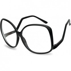 Butterfly XL Oversize Plastic Square Swan Drop Temple Vintage Butterfly Eye Sun Glasses - Black - CZ187IA0IM2 $16.10