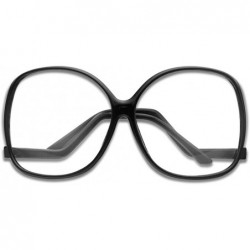 Butterfly XL Oversize Plastic Square Swan Drop Temple Vintage Butterfly Eye Sun Glasses - Black - CZ187IA0IM2 $30.18