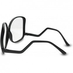 Butterfly XL Oversize Plastic Square Swan Drop Temple Vintage Butterfly Eye Sun Glasses - Black - CZ187IA0IM2 $30.18