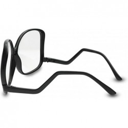 Butterfly XL Oversize Plastic Square Swan Drop Temple Vintage Butterfly Eye Sun Glasses - Black - CZ187IA0IM2 $16.10