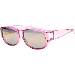 Rectangular Oversized Sunglasses Over Prescription Glasses Polarized Fits Over Glasses for Women UV400 Protection - Pink - CY...