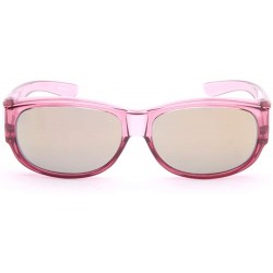 Rectangular Oversized Sunglasses Over Prescription Glasses Polarized Fits Over Glasses for Women UV400 Protection - Pink - CY...