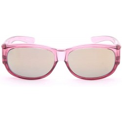 Rectangular Oversized Sunglasses Over Prescription Glasses Polarized Fits Over Glasses for Women UV400 Protection - Pink - CY...