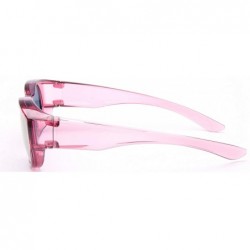 Rectangular Oversized Sunglasses Over Prescription Glasses Polarized Fits Over Glasses for Women UV400 Protection - Pink - CY...