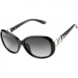 Goggle Classic Oversized Polarized Sunglasses for Women Luxury Goggles Eyewear Shade UV400 - Black - CL18S0XGDOR $20.72