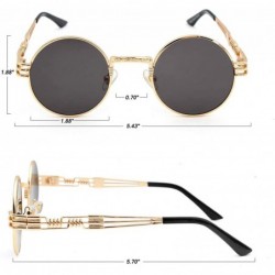 Goggle Retro Steampunk Circle Sunglasses with Metal Spring Frame Gothic Goggles - Gold Black-round - C318WDEEHTN $14.99