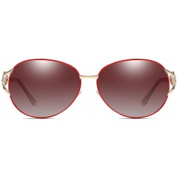 Rimless Polarized HD TAC Sunglasses for Women Ladies Vintage Retro Round Mirrored Lens UV400 Protection - Red - CW198O5MQ00 $...