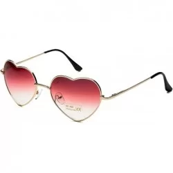 Round Heart Sunglasses Thin Metal Frame Lovely Heart Style for Women - Rose Red Gradient Lens+gold Frame - CE17YEQYL86 $19.85
