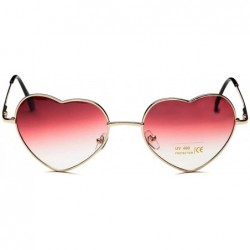 Round Heart Sunglasses Thin Metal Frame Lovely Heart Style for Women - Rose Red Gradient Lens+gold Frame - CE17YEQYL86 $12.61