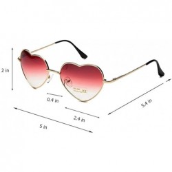 Round Heart Sunglasses Thin Metal Frame Lovely Heart Style for Women - Rose Red Gradient Lens+gold Frame - CE17YEQYL86 $12.61