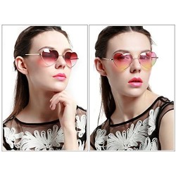 Round Heart Sunglasses Thin Metal Frame Lovely Heart Style for Women - Rose Red Gradient Lens+gold Frame - CE17YEQYL86 $12.61