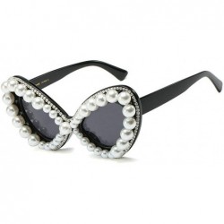 Oval Vintage Oversized Sunglasses Designer Diamond - Pearl Black - CE194TGKAXG $11.27