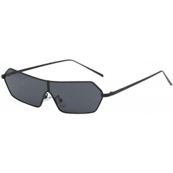 Square Vintage Square Mirrored Sunglasses Metal Glasses Eyewear - Black Gray - C418ADM569A $9.11