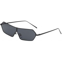 Square Vintage Square Mirrored Sunglasses Metal Glasses Eyewear - Black Gray - C418ADM569A $9.11