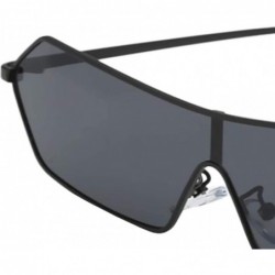 Square Vintage Square Mirrored Sunglasses Metal Glasses Eyewear - Black Gray - C418ADM569A $9.11