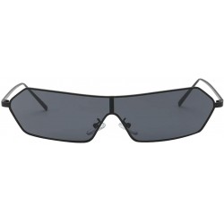 Square Vintage Square Mirrored Sunglasses Metal Glasses Eyewear - Black Gray - C418ADM569A $9.11