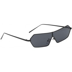 Square Vintage Square Mirrored Sunglasses Metal Glasses Eyewear - Black Gray - C418ADM569A $9.11