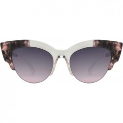 Semi-rimless Retro Semi-Rimless Half Frame Round Cateye Sunglasses for Women - Clear + Light Gradient - C618UHGKAIS $13.08