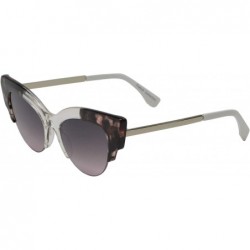 Semi-rimless Retro Semi-Rimless Half Frame Round Cateye Sunglasses for Women - Clear + Light Gradient - C618UHGKAIS $13.08