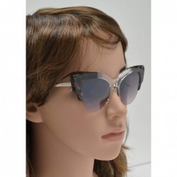 Semi-rimless Retro Semi-Rimless Half Frame Round Cateye Sunglasses for Women - Clear + Light Gradient - C618UHGKAIS $13.08