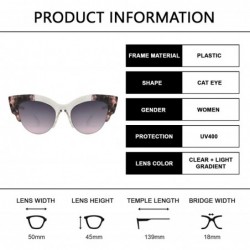 Semi-rimless Retro Semi-Rimless Half Frame Round Cateye Sunglasses for Women - Clear + Light Gradient - C618UHGKAIS $13.08