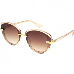 Butterfly Womens Rhinestone Jewel Trim Designer Butterfly Sunglasses - Beige Brown - CO18NWSDG6W $23.35