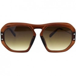 Rectangular Luxury Mobster Plastic Flat Top Racer Rectangular Sunglasses - All Brown - CS18QYNEYR6 $11.41
