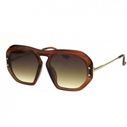 Rectangular Luxury Mobster Plastic Flat Top Racer Rectangular Sunglasses - All Brown - CS18QYNEYR6 $11.41