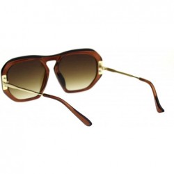 Rectangular Luxury Mobster Plastic Flat Top Racer Rectangular Sunglasses - All Brown - CS18QYNEYR6 $11.41