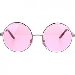 Round Womens Oversize Round Beveled Edge Circle Lens Hippie Sunglasses - Pink - CJ1853QZHL8 $23.26