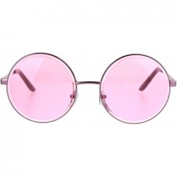 Round Womens Oversize Round Beveled Edge Circle Lens Hippie Sunglasses - Pink - CJ1853QZHL8 $14.08