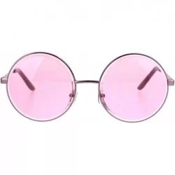 Round Womens Oversize Round Beveled Edge Circle Lens Hippie Sunglasses - Pink - CJ1853QZHL8 $23.26