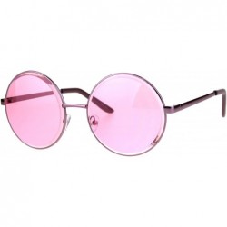 Round Womens Oversize Round Beveled Edge Circle Lens Hippie Sunglasses - Pink - CJ1853QZHL8 $14.08