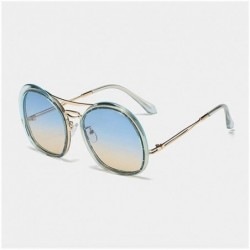 Round Irregular Round Frame Sunglasses for Men and Women UV400 - C3 Blue Blue Brown - CP1987ZH2IA $16.47