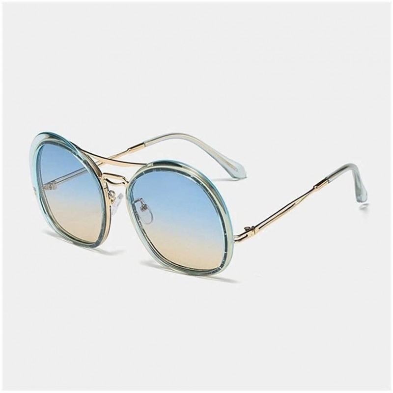 Round Irregular Round Frame Sunglasses for Men and Women UV400 - C3 Blue Blue Brown - CP1987ZH2IA $16.47