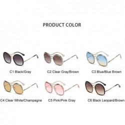 Round Irregular Round Frame Sunglasses for Men and Women UV400 - C3 Blue Blue Brown - CP1987ZH2IA $16.47