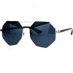 Square Octagon Shape Accent Top Sunglasses Womens Unique Fashion Eyewear - Silver Black (Black) - CQ187C730RZ $20.25
